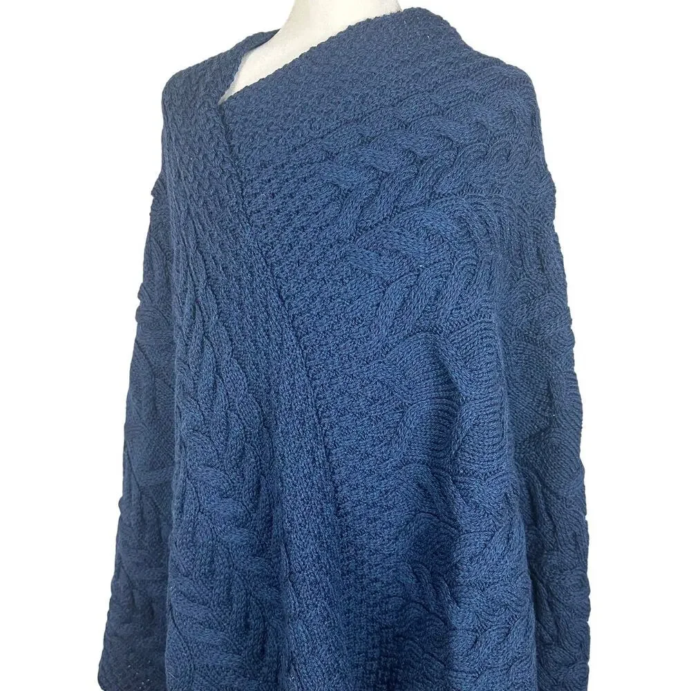 KILRONAN KNITWEAR Irish Wool Poncho Boho Bohemian Lagenlook One Size EUC - Picture 2 of 5